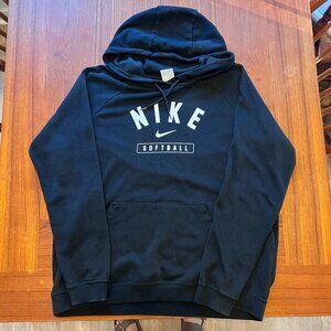 Nike Sweatshirt Womens Large Black Hoodie Softball Pullover Therma Fit Fleece